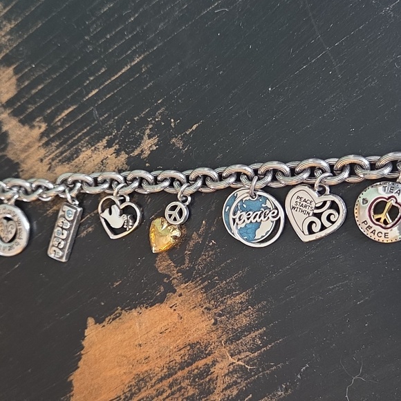 Brighton Silver Charm Bracelet with Peace Symbols - Picture 2 of 2